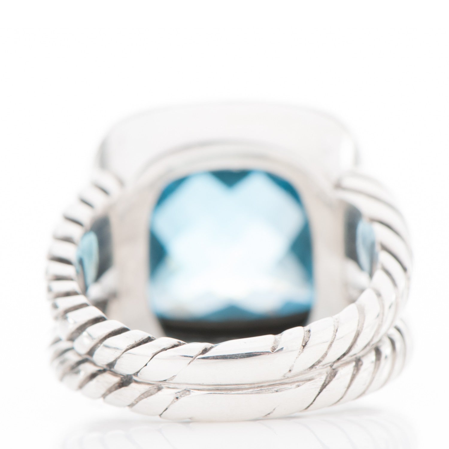 David Yurman Sterling Silver Diamond Blue Topaz 14mm Albion Ring 56 7.5 4 of 5