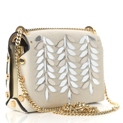 Jimmy Choo Calf Hair Mirror Embellished Lockett Petite Shoulder Bag White 3 of 10