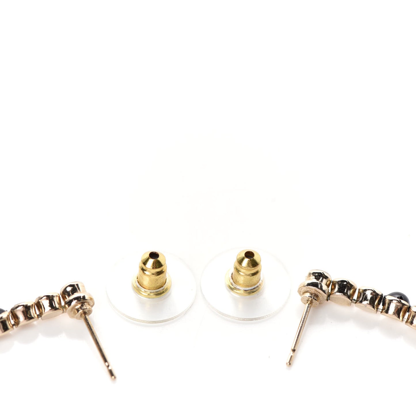 Crystal Enamel Flower CC Drop Earrings Gold White Black