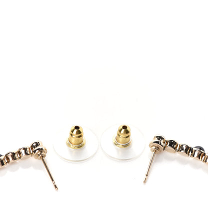 Chanel Crystal Enamel Flower CC Drop Earrings Gold White Black 3 of 4