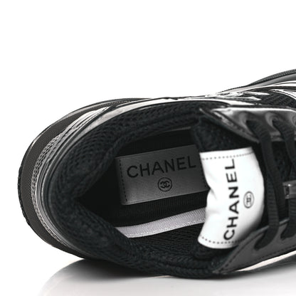 Chanel Fabric Laminated Calfskin Stretch CC Womens Sneakers 36.5 Black 7 of 9