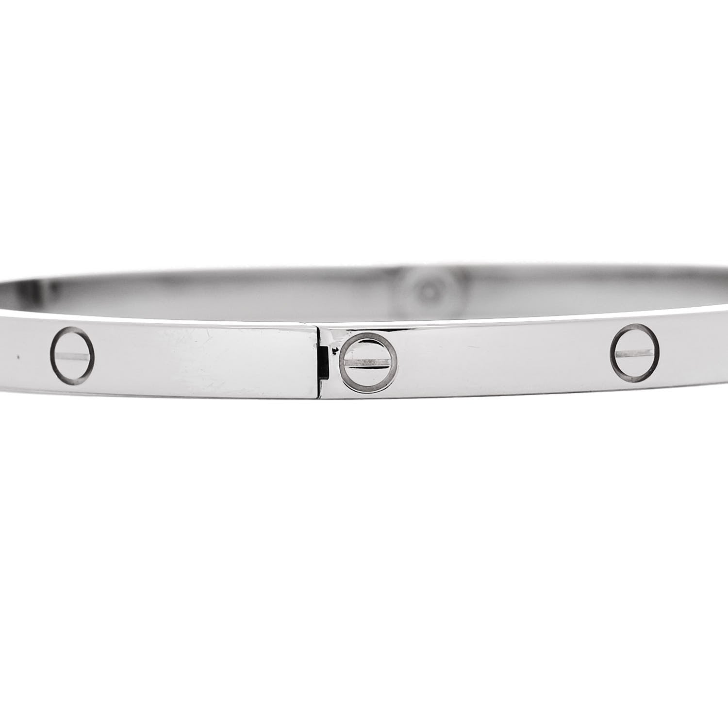 Cartier 18K White Gold Small LOVE Bracelet 17 5 of 8