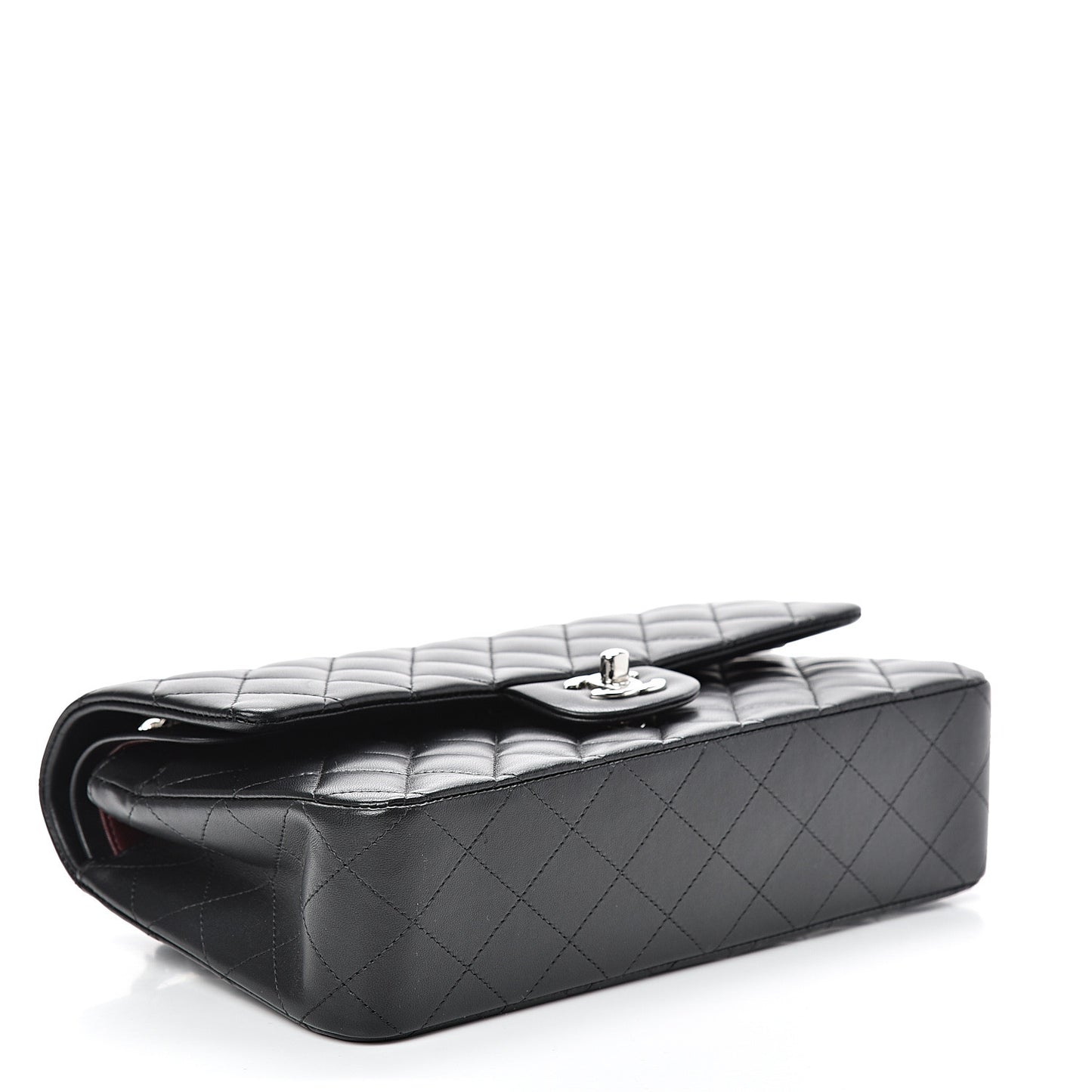 Lambskin Quilted Medium Double Flap Black