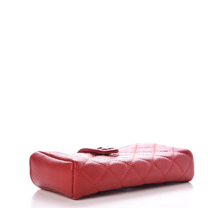 Chanel Caviar Quilted Mini Phone Holder Clutch Red 4 of 9