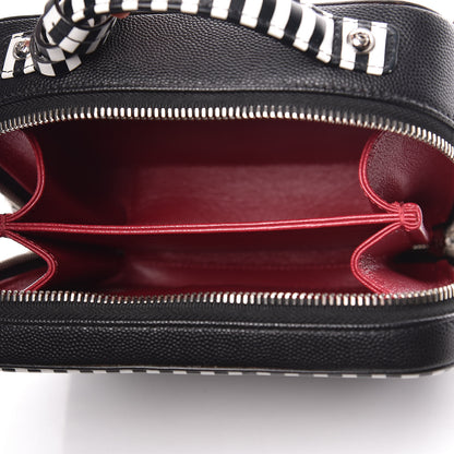 Chanel Caviar Quilted Striped Small CC Filigree Vanity Case Black White 5 of 10