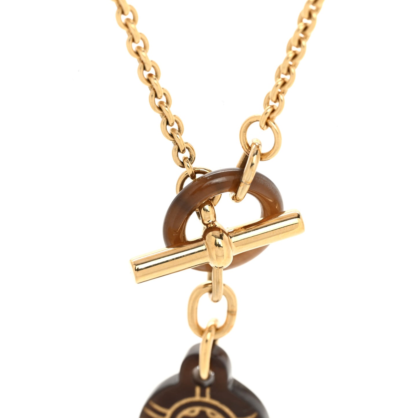 Permabrass Buffalo Horn Chaine d'Ancre Finish Pendant Necklace Dore