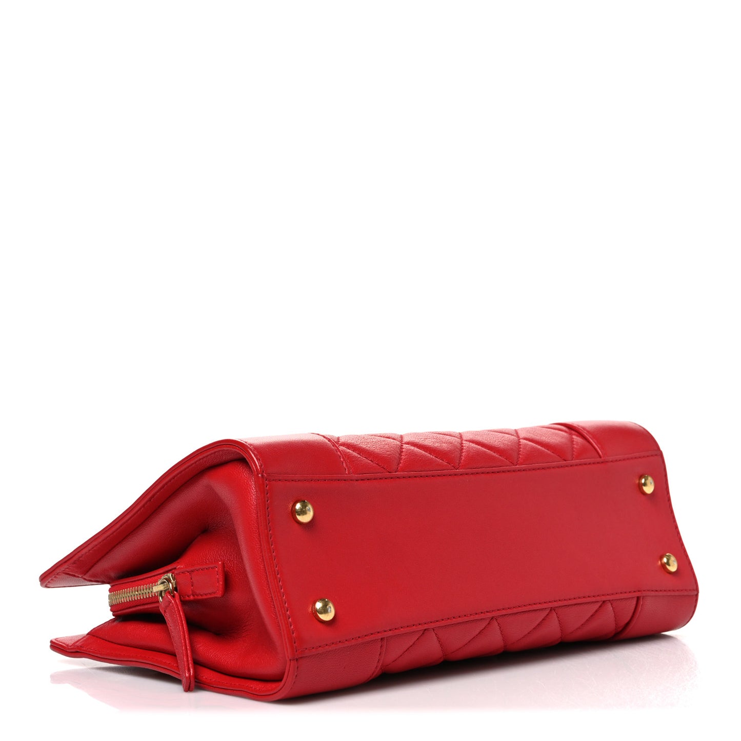 Sheepskin Quilted Small Mademoiselle Vintage Shopping Tote Red