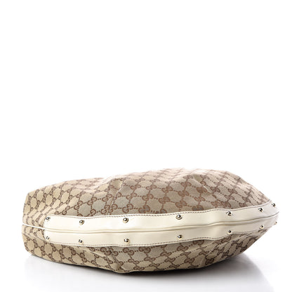 Gucci Monogram Large Biba Studded Hobo Off White 4 of 9