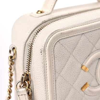 Chanel Caviar Quilted Small CC Filigree Vanity Case White 20 of 26