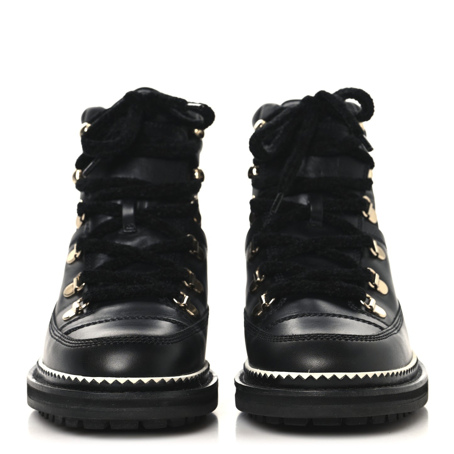 Calfskin Lambskin Lace Up Boots 37.5 Black
