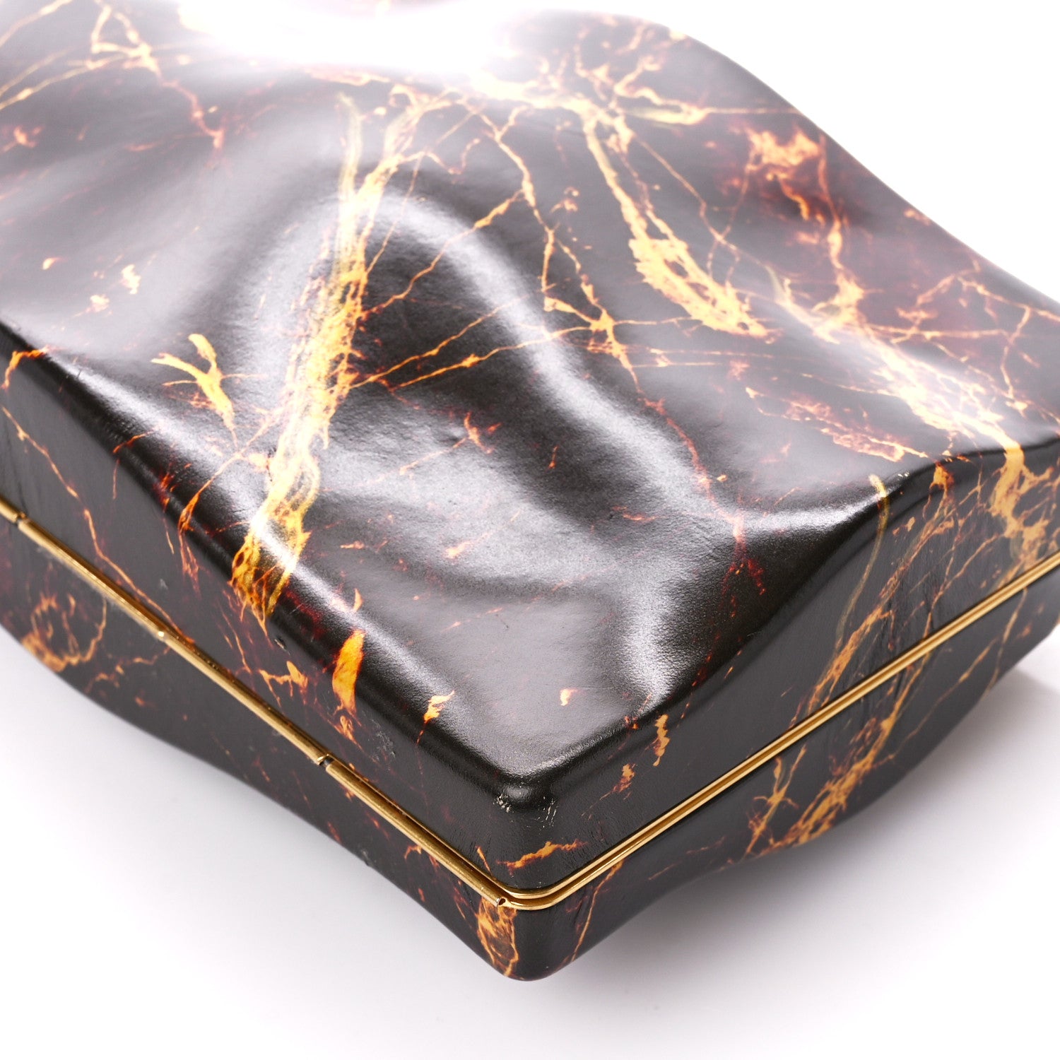 Bottega Veneta Spazzolato Calfskin Chain Clutch Gold Marble 9 of 11