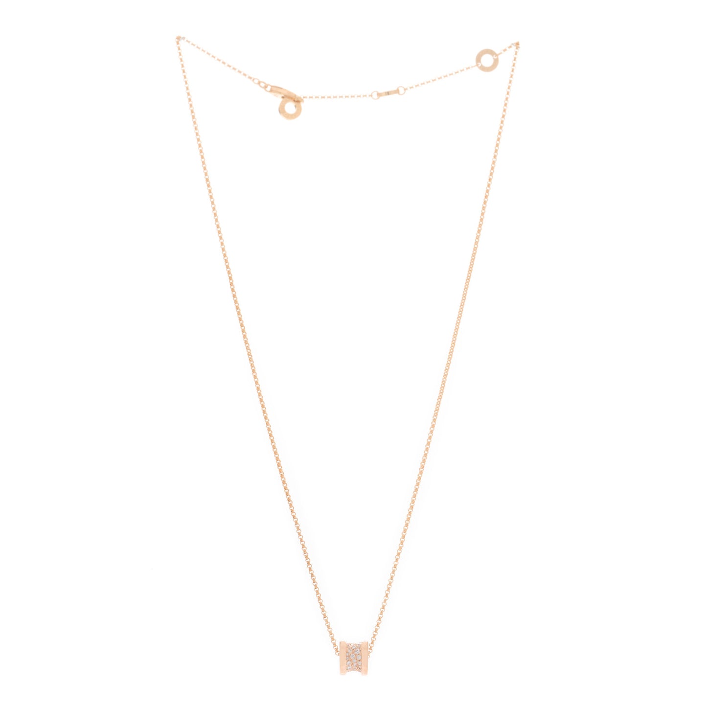 18K Rose Gold Diamond Small B.Zero1 Pave Pendant Necklace