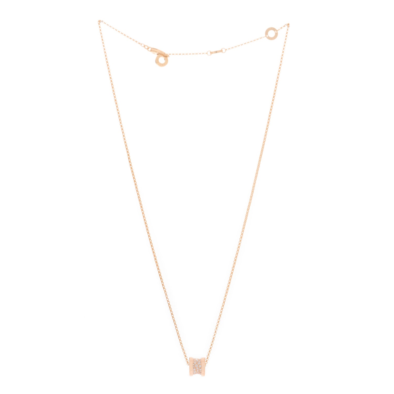 Bulgari 18K Rose Gold Diamond Small B.Zero1 Pave Pendant Necklace 2 of 3