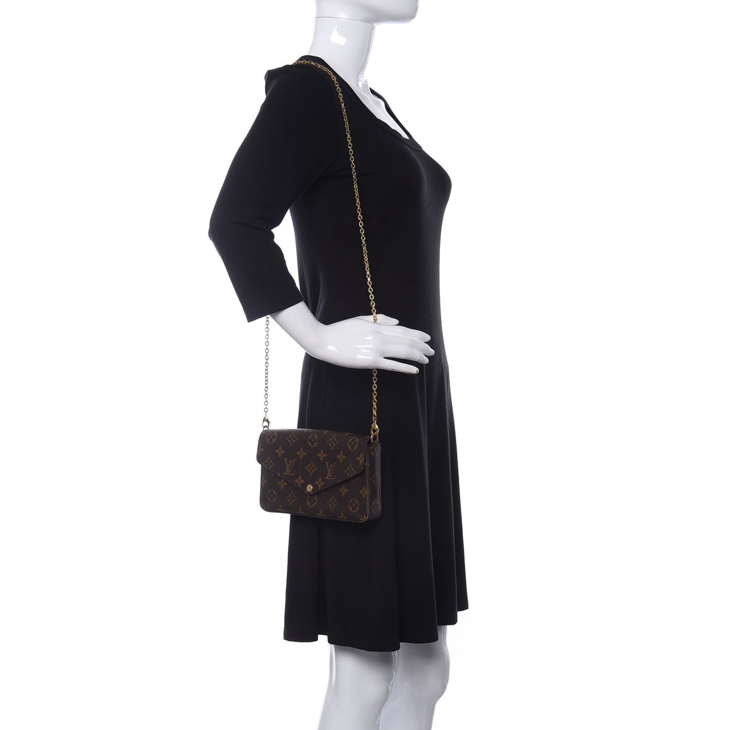 Monogram Pochette Felicie Chain Wallet Fuchsia
