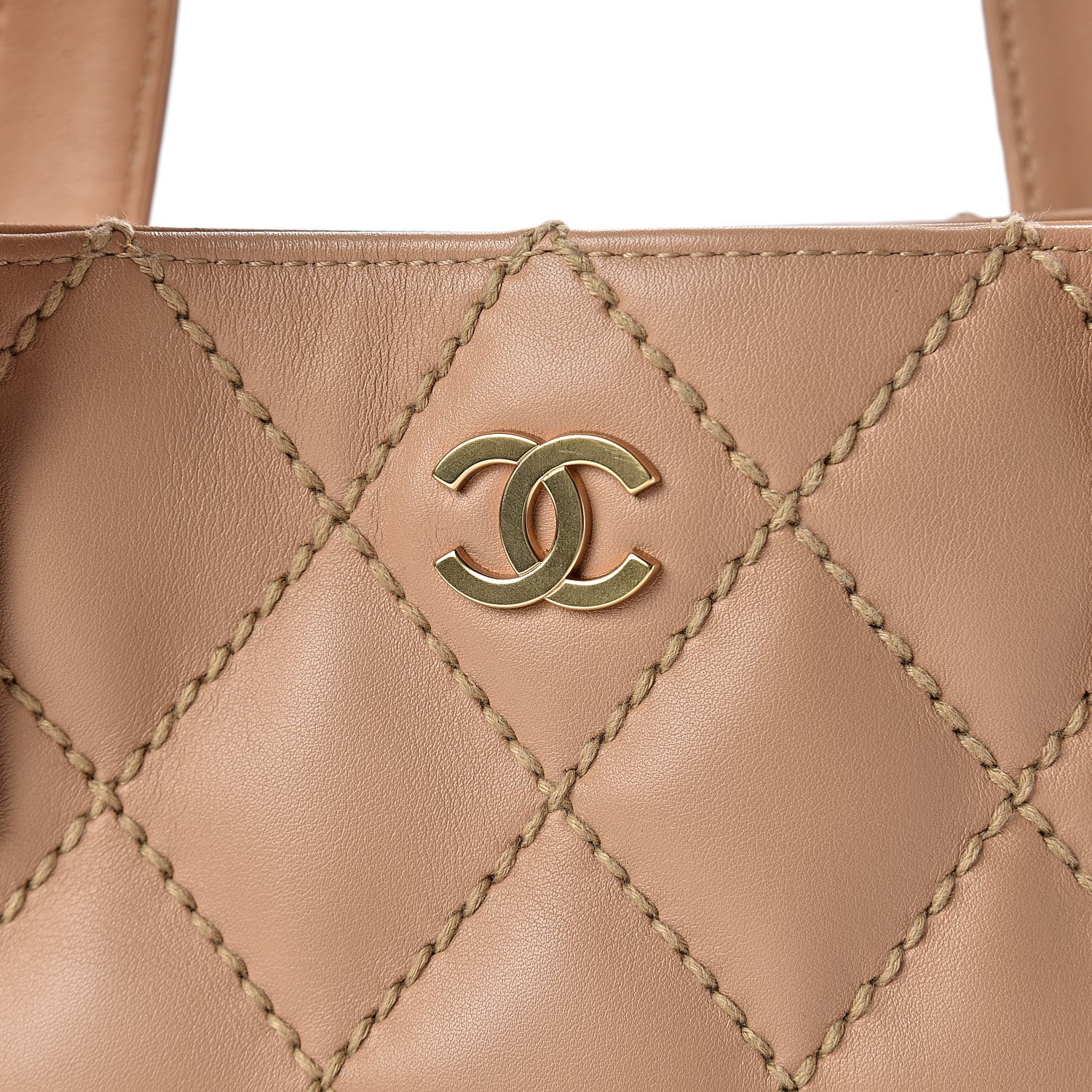 Chanel Calfskin Quilted Surpique Stitch Small Tote Beige 10 of 10