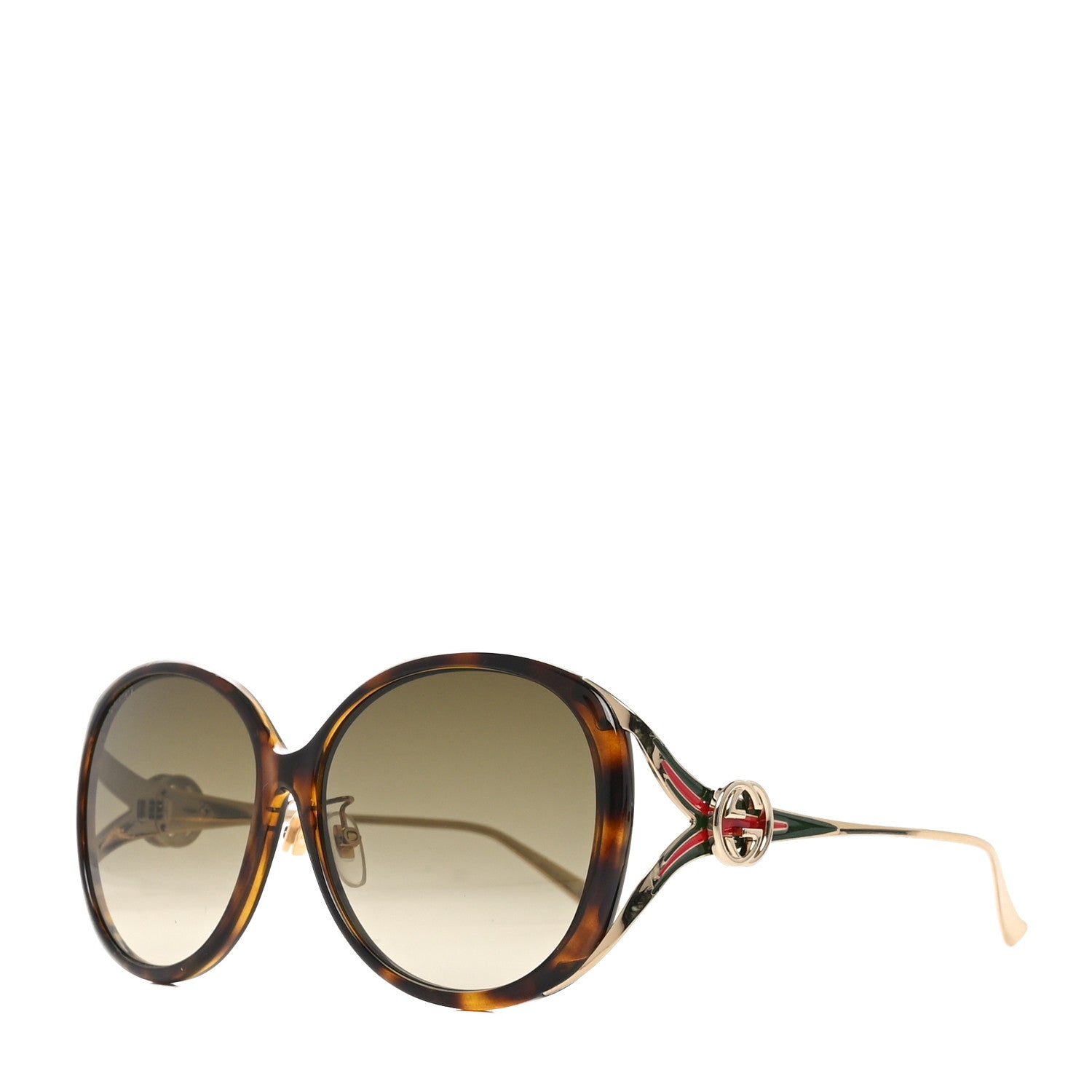 Gucci Acetate Round Frame Injected GG0226SK Sunglasses Tortoise 1 of 6