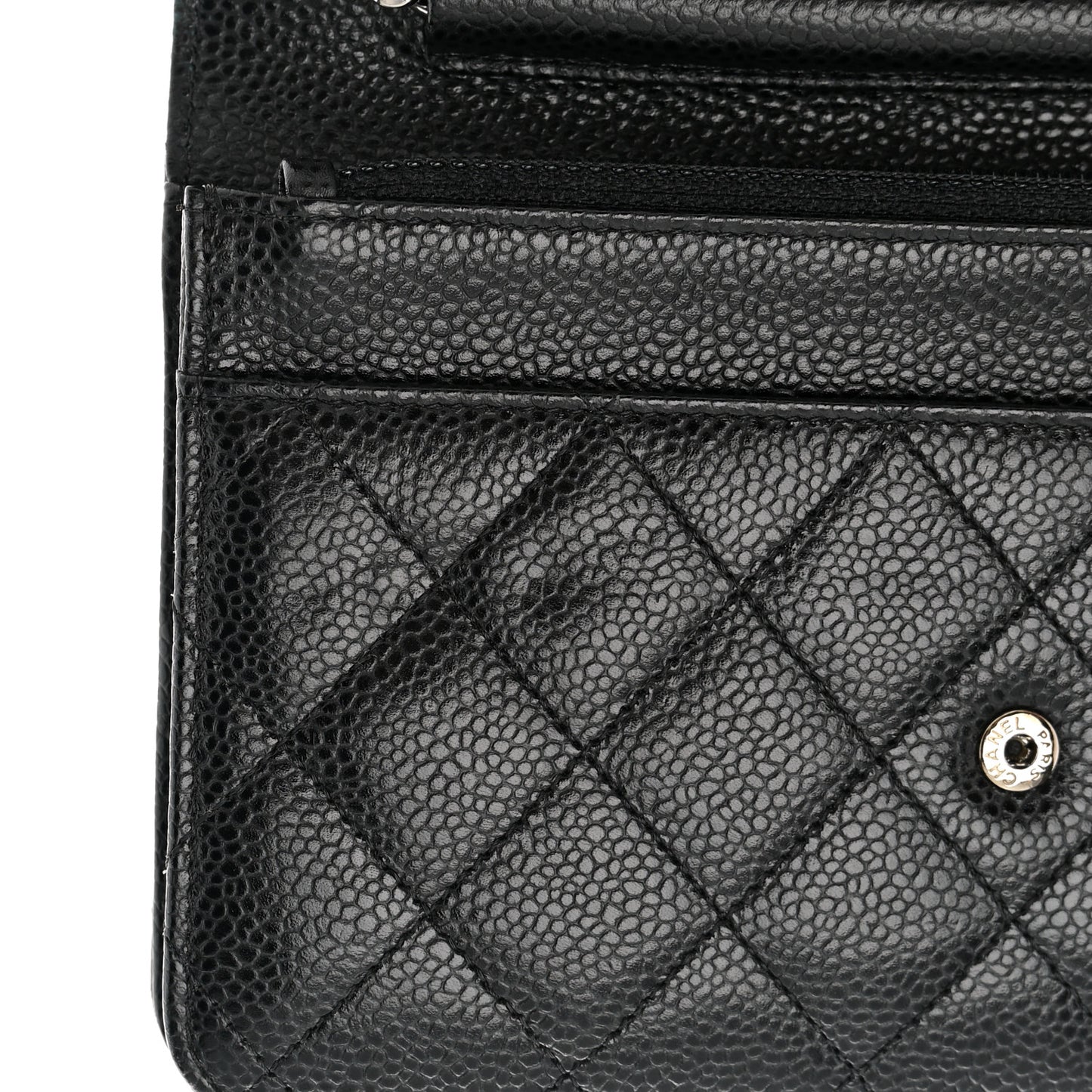 Caviar Quilted Wallet on Chain WOC Black
