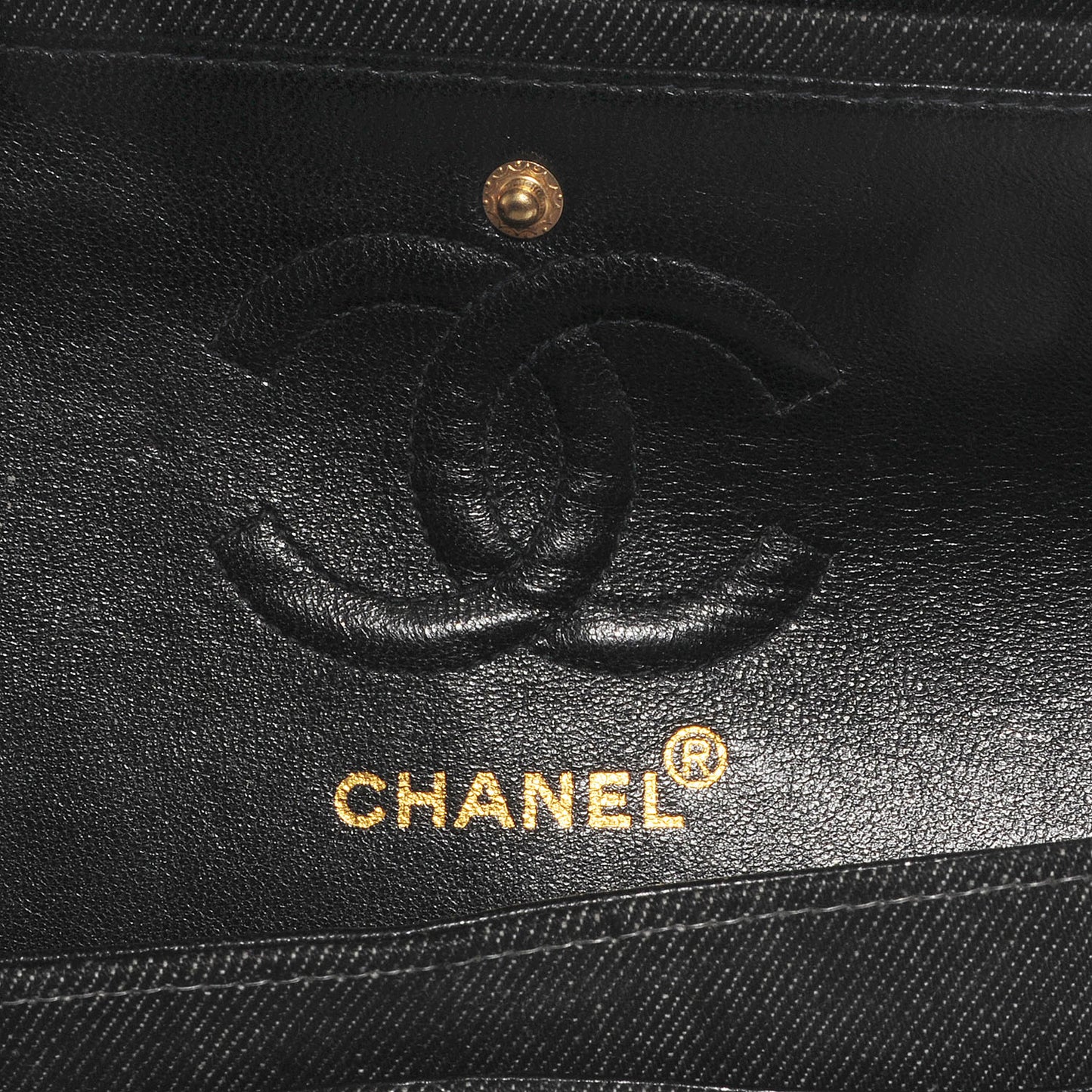 Denim Quilted Small Double Flap Bag Black