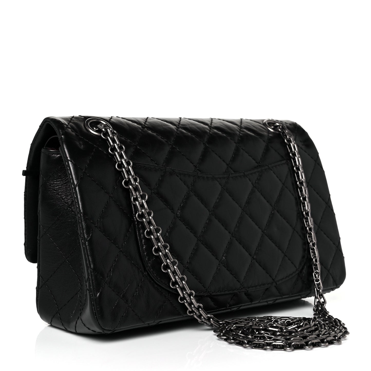 Aged Calfskin Quilted 2.55 Reissue 225 Flap Black