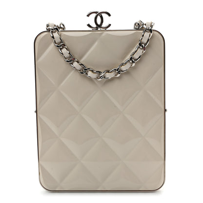 Chanel Lambskin Plexi Quilted CC Evening Clutch With Chain White 1 of 10