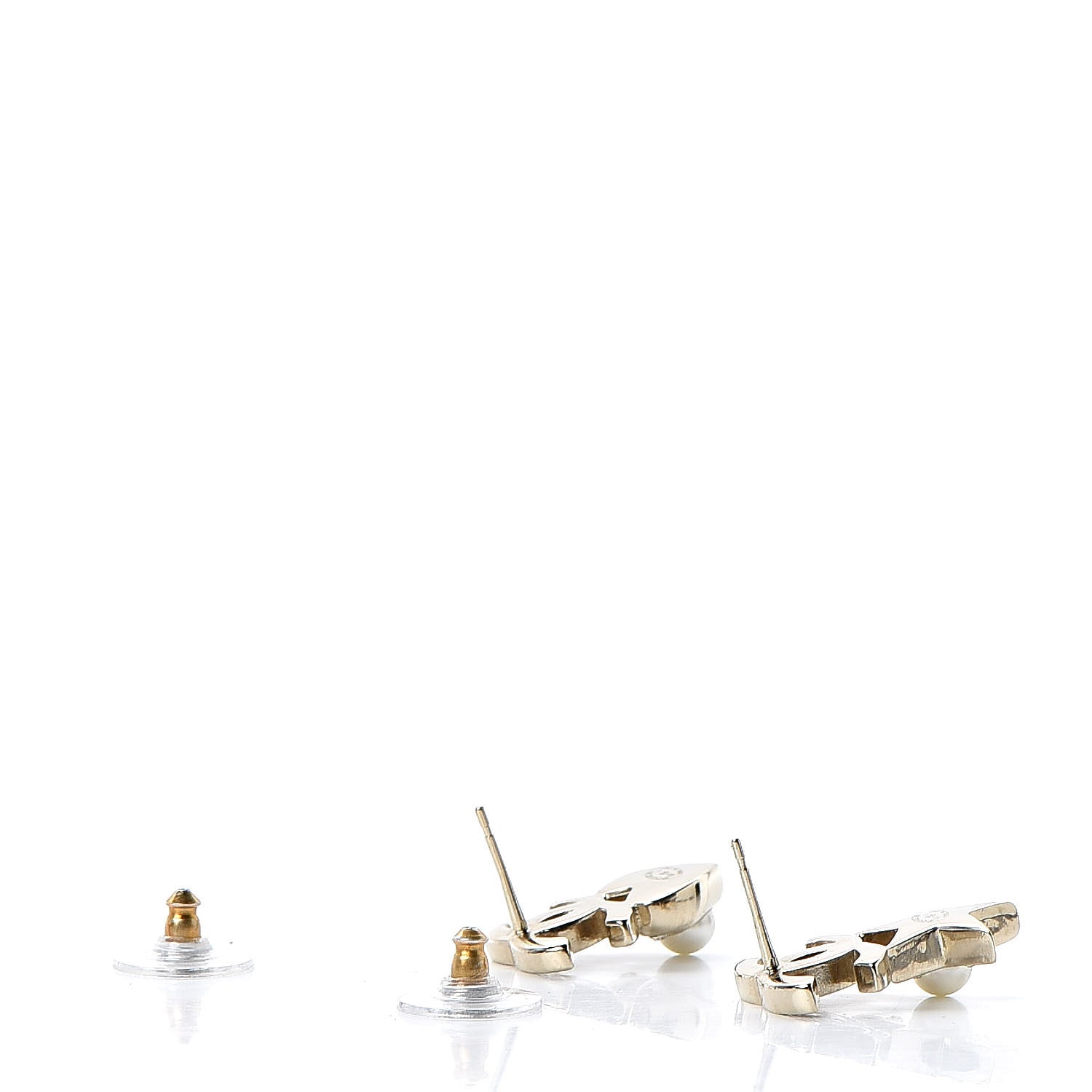 Chanel Crystal Pearl Charming Winter CC Star Heart Earrings Gold 3 of 5