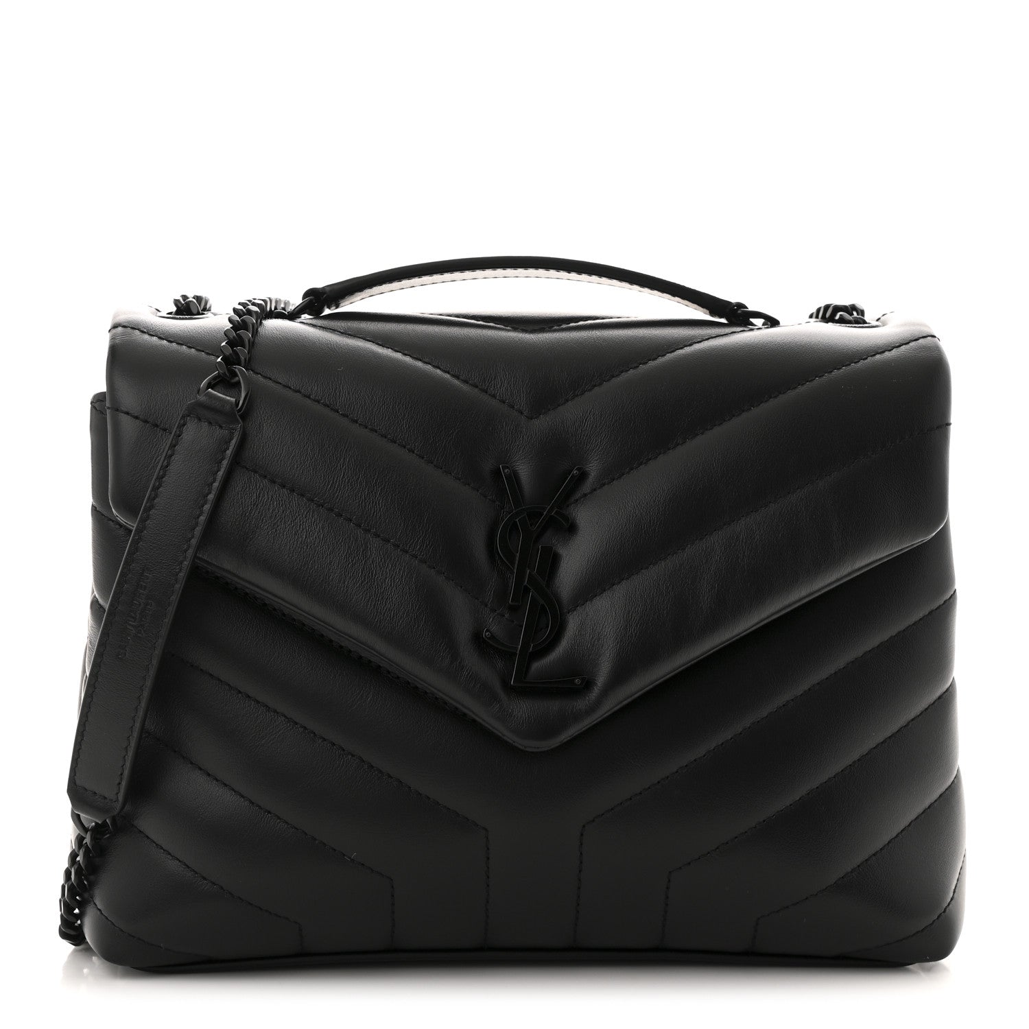 Saint Laurent Calfskin Y Quilted Monogram Monochrome Small Loulou Chain Satchel Black 1 of 13