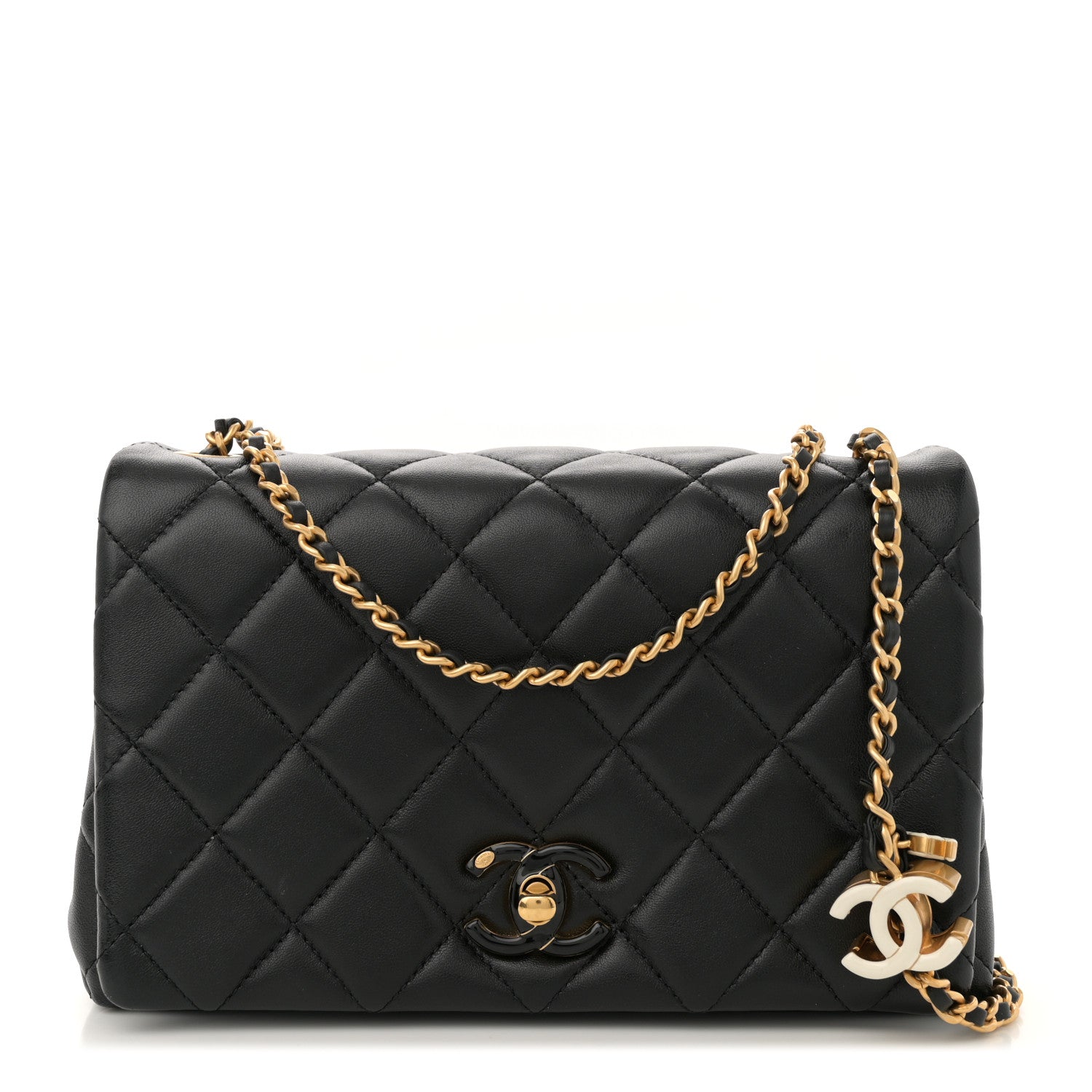 Chanel Shiny Lambskin Quilted Enamel CC Small Flap Black 1 of 10