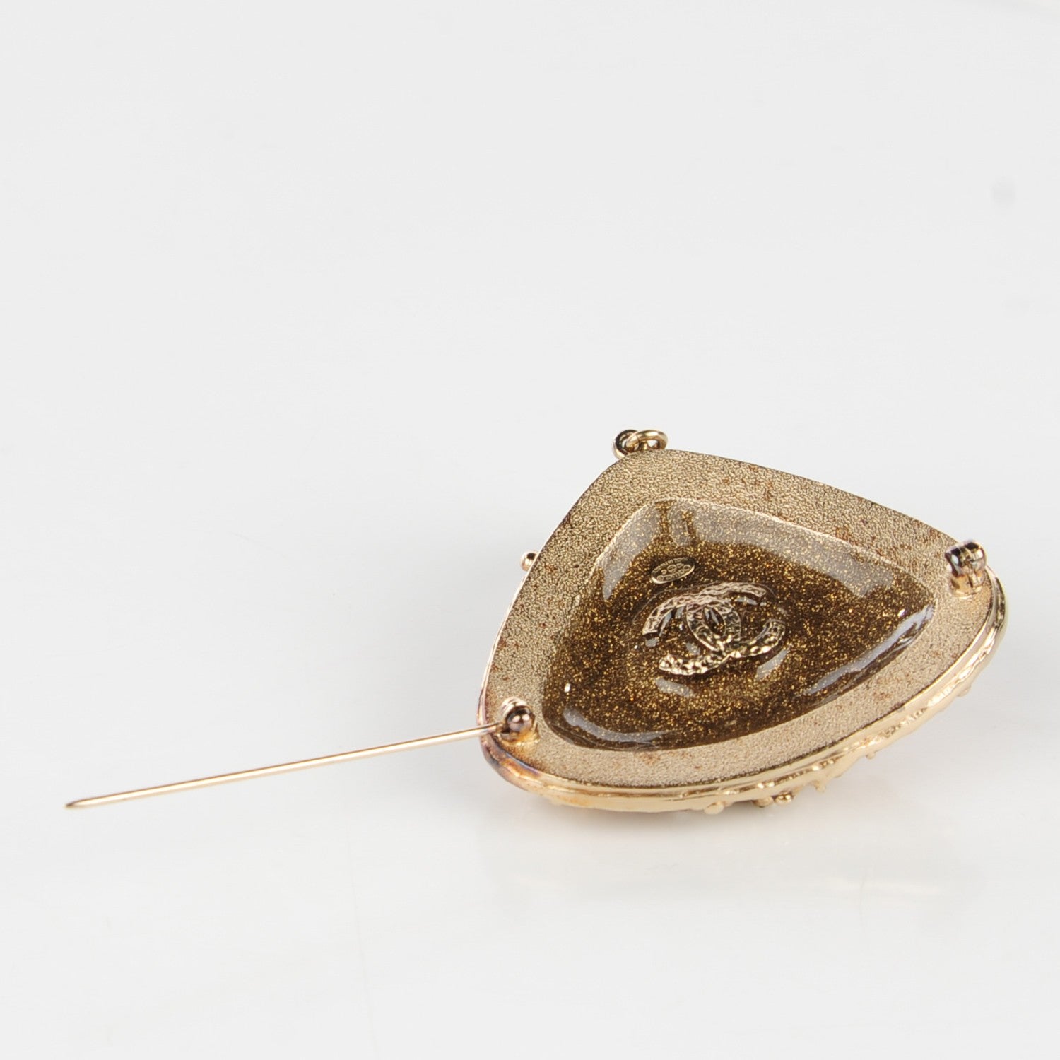 Chanel Gripoix Cyrstal Pearl CC Drop Brooch Gold 3 of 5