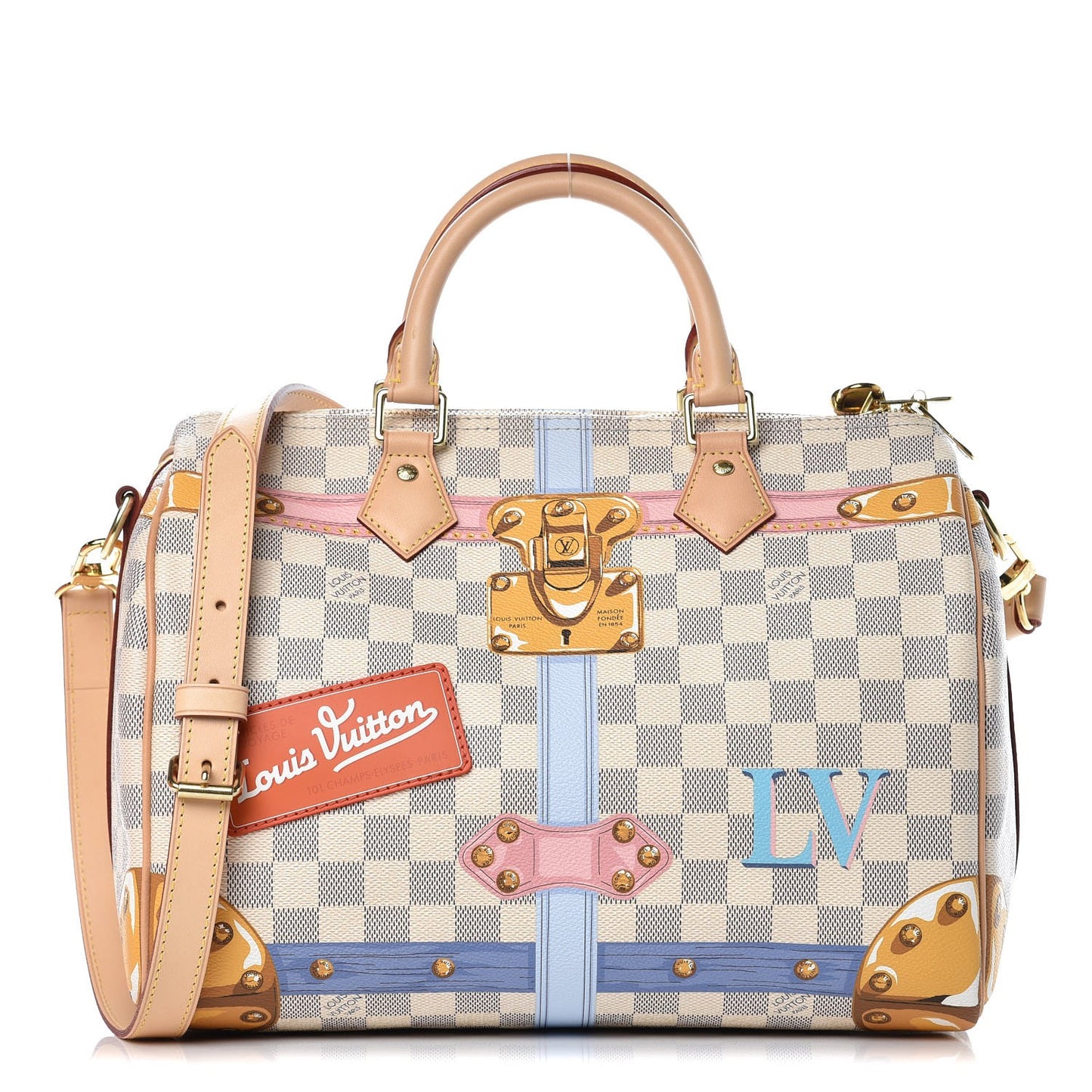 Damier Azur Summer Trunks Speedy Bandouliere 30