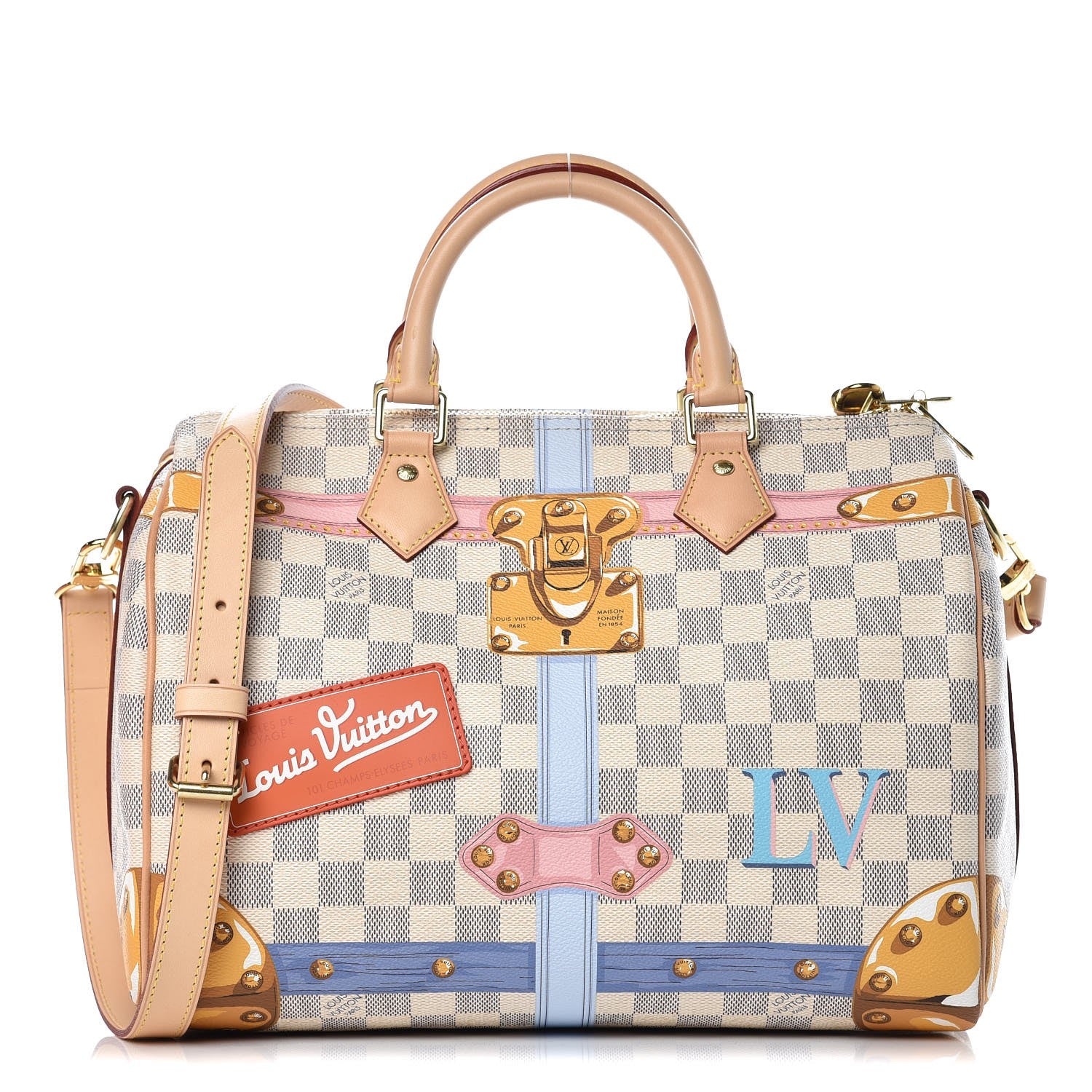 Louis Vuitton Damier Azur Summer Trunks Speedy Bandouliere 30 1 of 8