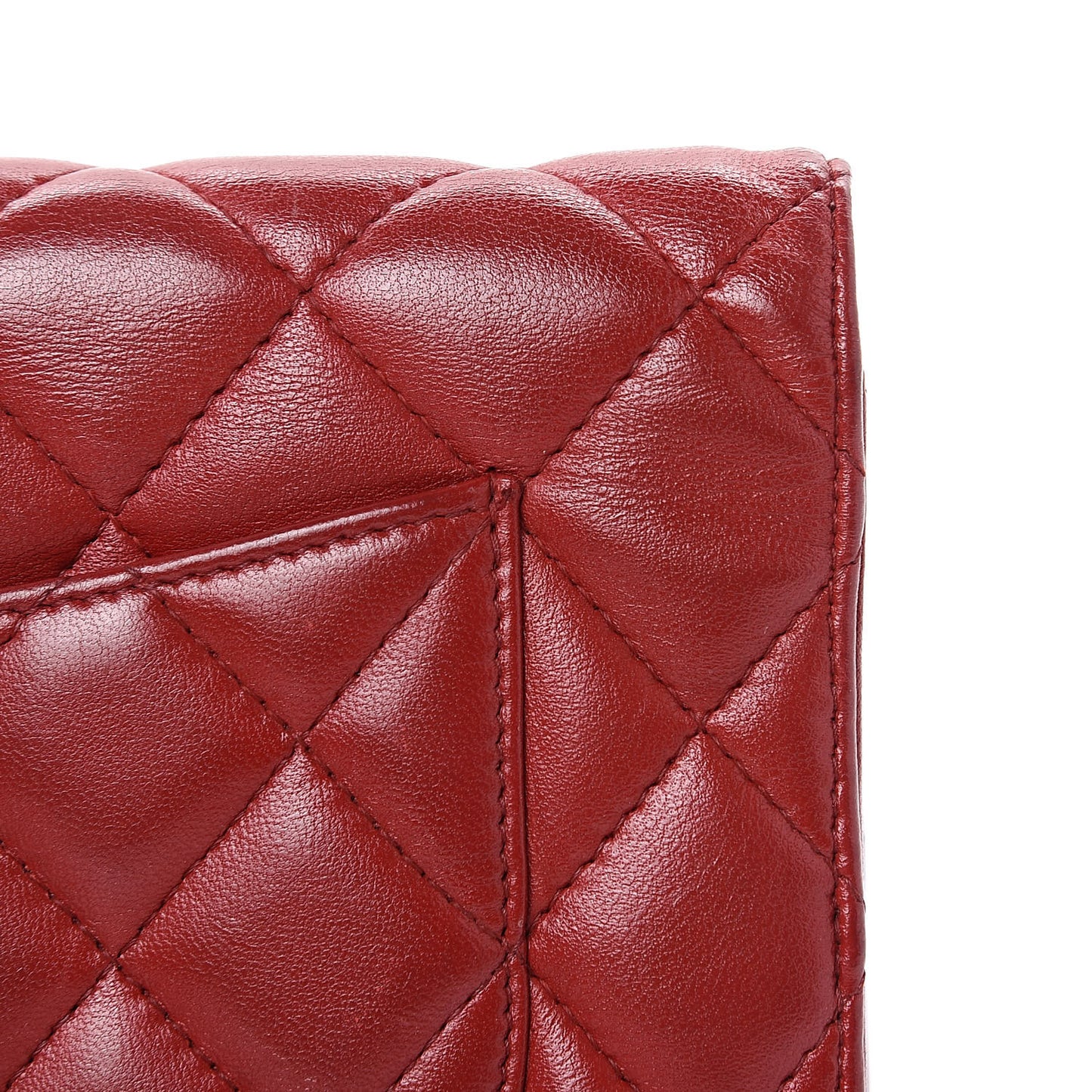 Lambskin Quilted Wallet On Chain WOC Red