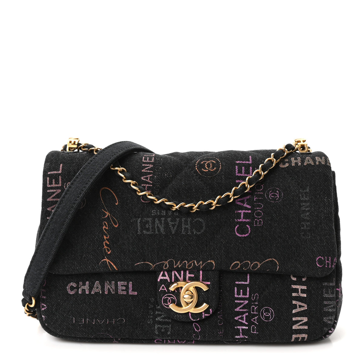 Chanel Denim Quilted Denim Mood Large Flap Black Multicolor 1 of 11