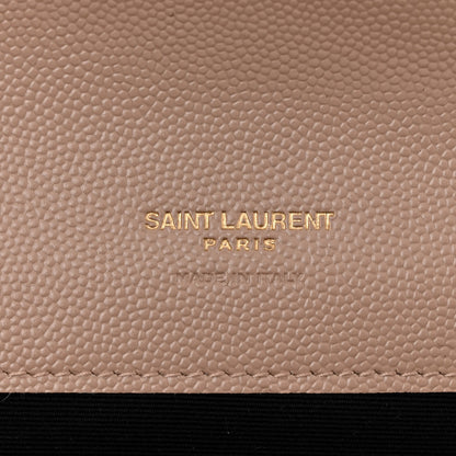 Saint Laurent Grain De Poudre Matelasse Chevron Monogram Envelope Clutch Dark Beige 6 of 11