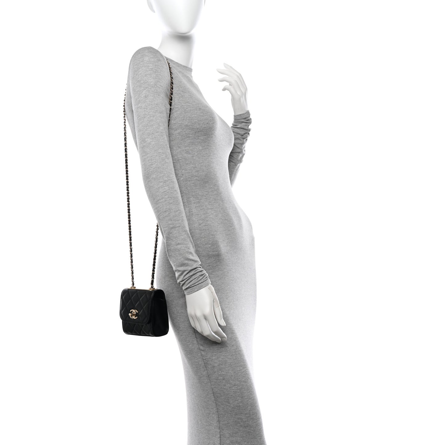 Lambskin Quilted Mini Trendy CC Clutch With Chain Black