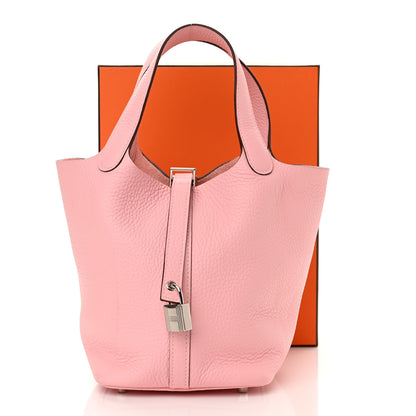 Hermes Taurillon Clemence Picotin Lock 18 PM Rose Sakura 11 of 11