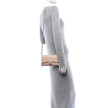 Chanel Caviar Quilted Phone Holder Wallet on Removable Chain Light Beige 2 of 15