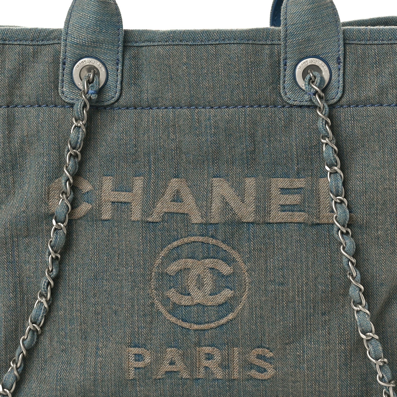 Chanel Denim Small Deauville Tote Light Blue 8 of 10