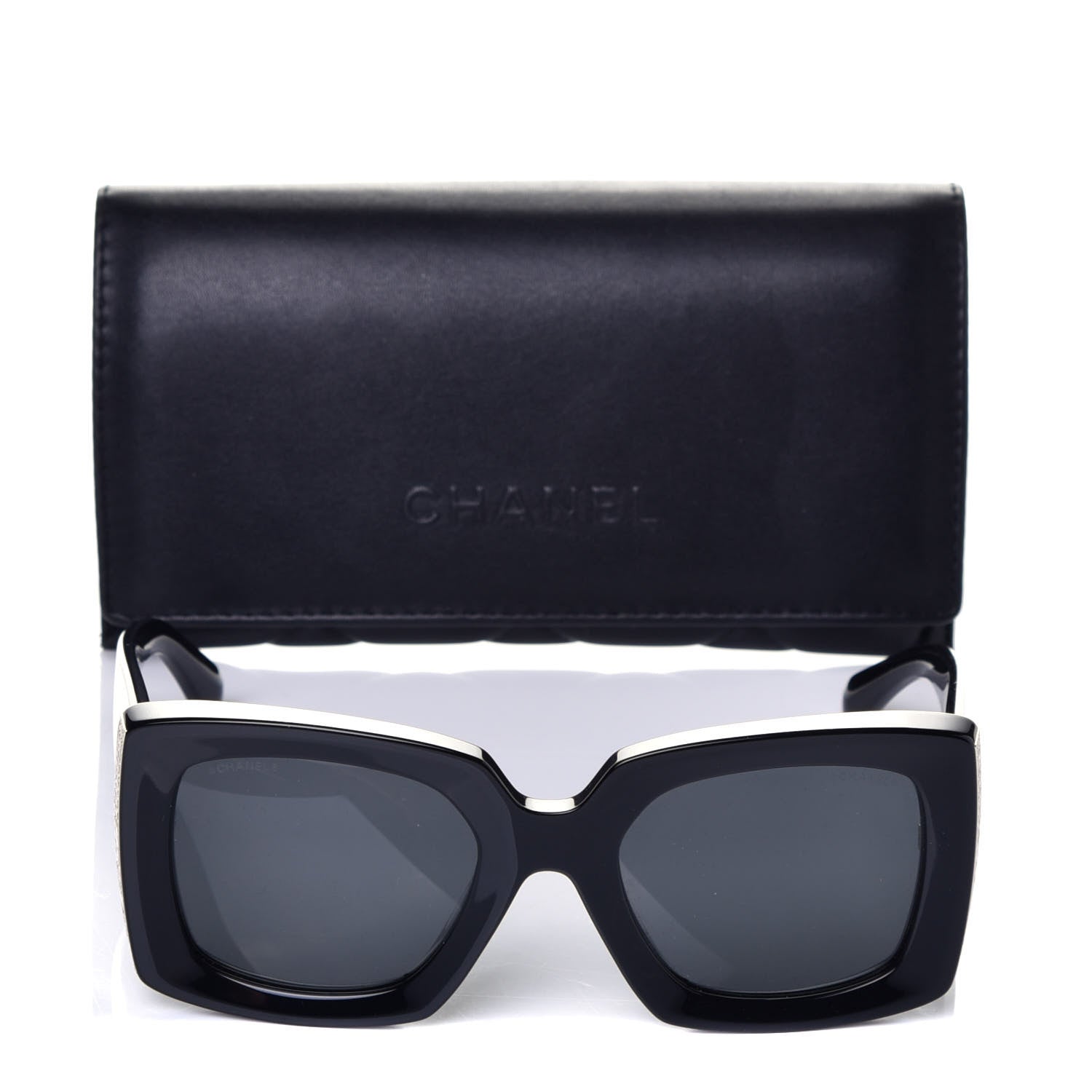 Chanel Acetate Rectangle Sunglasses 5435 Black 7 of 7