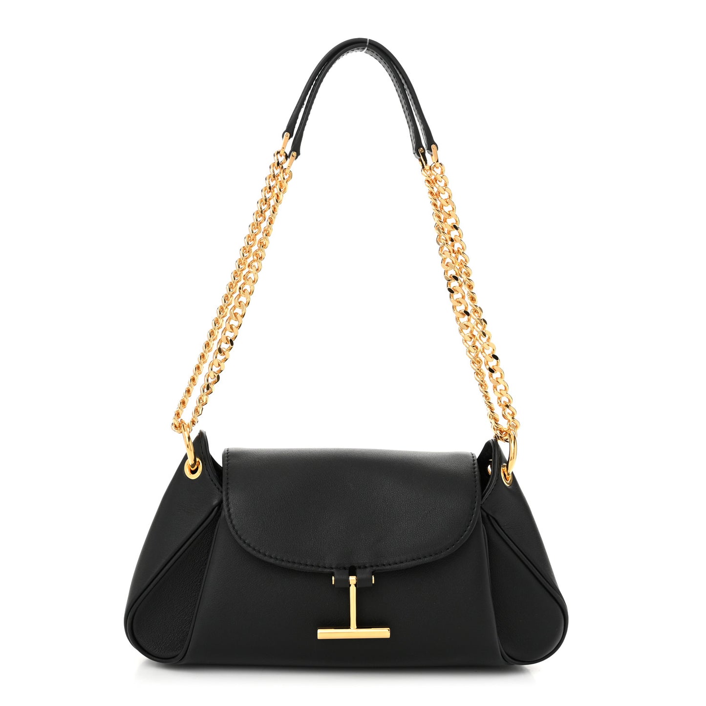 Natural Grain Calfskin Tara Chain Shoulder Bag Black