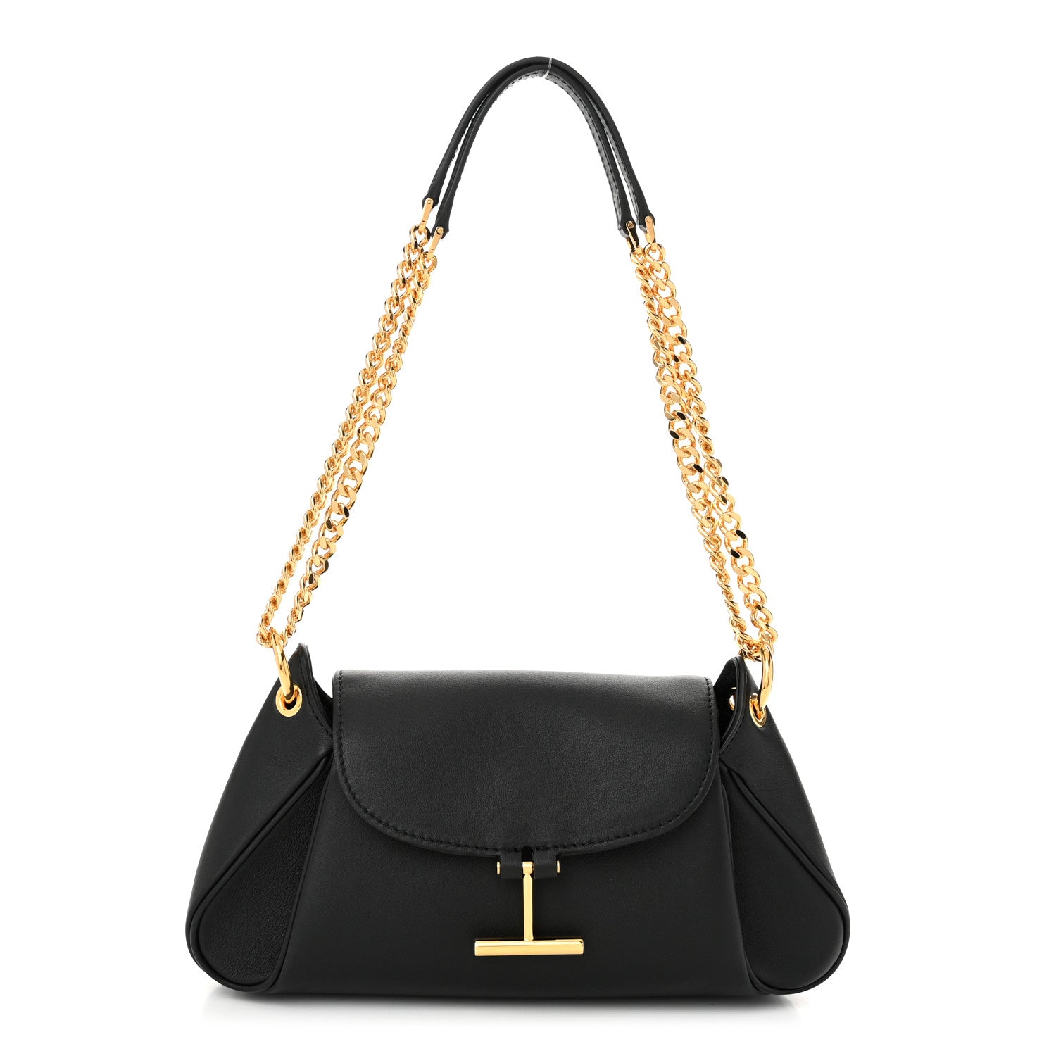 Tom Ford Natural Grain Calfskin Tara Chain Shoulder Bag Black 1 of 10