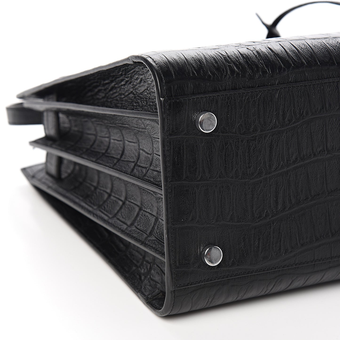 Calfskin Crocodile Embossed Small Sac de Jour Black