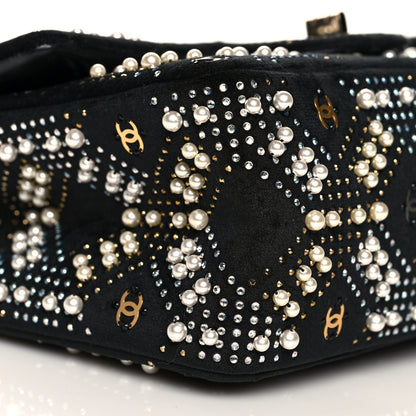 Chanel Velvet Pearl Crystal Embellished 2.55 Mini Reissue Flap Black 9 of 10