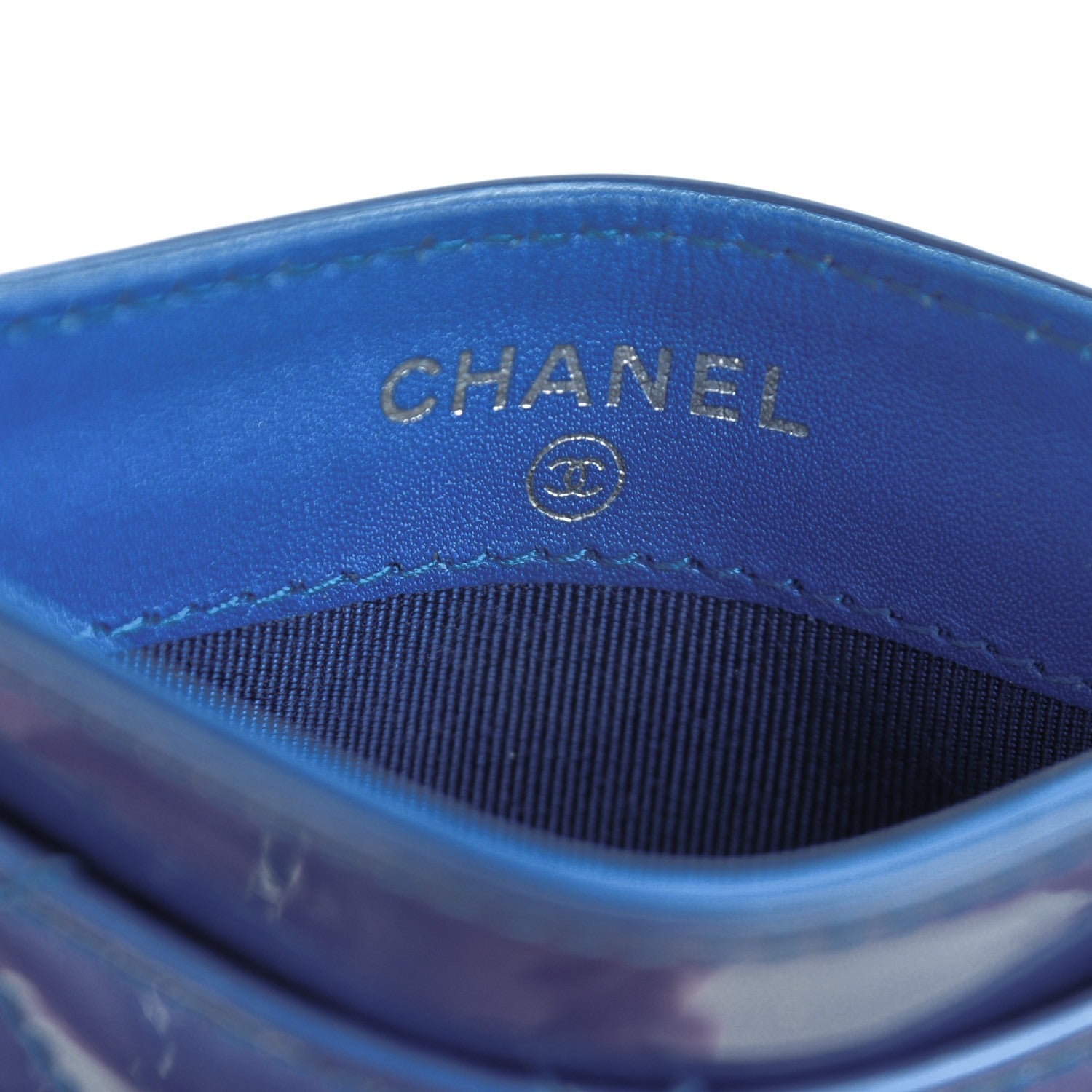 Chanel Patent Quilted Card Holder Blue 6 of 8