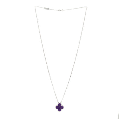 Van Cleef & Arpels 18K White Gold Sugilite Vintage Alhambra Pendant Necklace 3 of 5