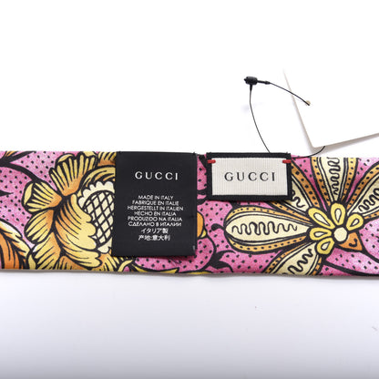 Gucci Silk Alsacienne Floral Print Skinny Scarf Pink 2 of 4