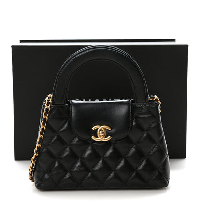 Chanel Shiny Aged Calfskin Quilted Nano Kelly Shopper Black 11 of 11