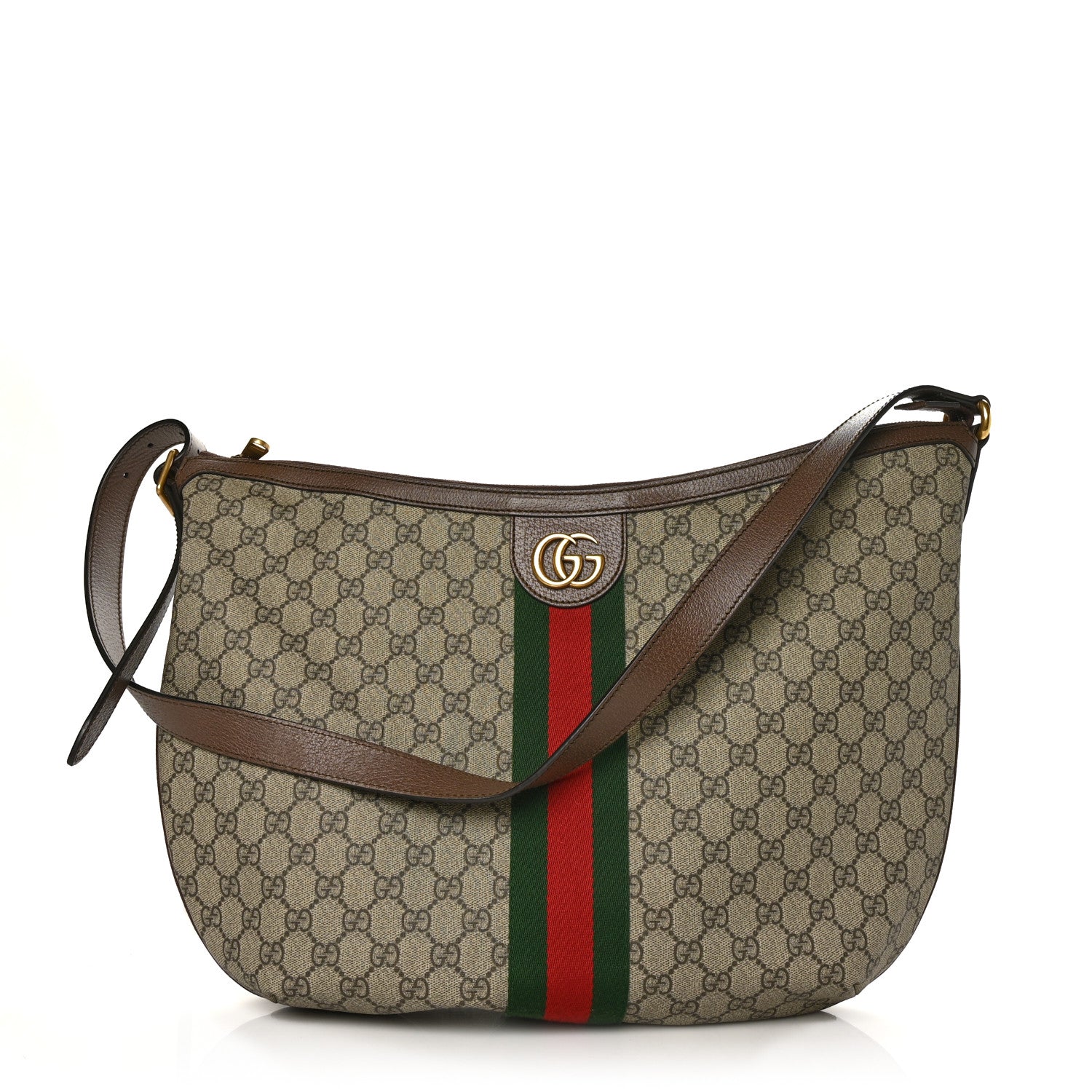 Gucci GG Supreme Monogram Web Ophidia Half Moon Hobo Brown 1 of 8