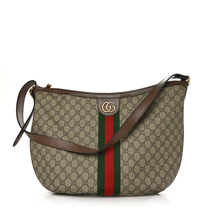 Gucci GG Supreme Monogram Web Ophidia Half Moon Hobo Brown 1 of 8