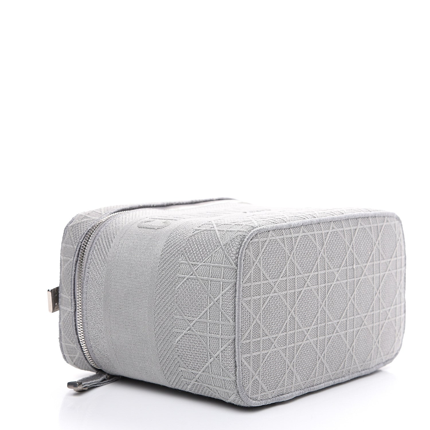 Christian Dior Canvas Embroidered Cannage Diortravel Vanity Case Grey 3 of 9