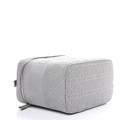 Christian Dior Canvas Embroidered Cannage Diortravel Vanity Case Grey 3 of 9